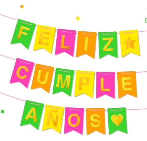 BANDERIN STAMPING F/CUMPLE FLUOR NEON MULT. PT