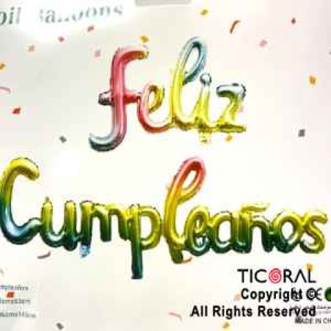 GLOBO 16 MET FRASE FELIZ CUMPLE CURSIVA