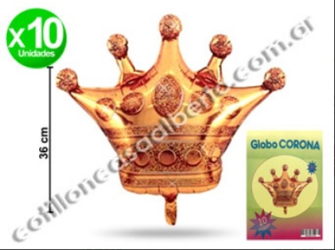 GLOBO METAL 30CM CORONA DORADA