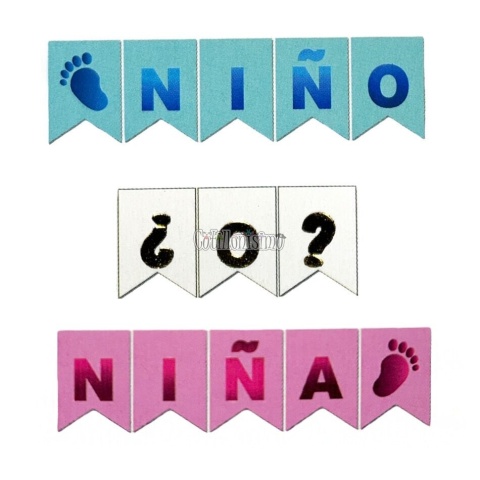 BANDERIN STAMPING REVELACION NIñO O NIñA PT