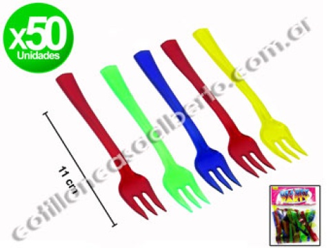 TENEDOR DESC MULTICOLOR MINI X 50