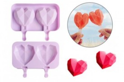 MOLDE SIL HELADO CORAZON DIAMANTE X 2