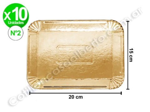 BANDEJA DORADA RECT 15X20