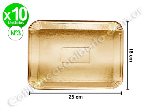 BANDEJA DORADA RECT 18X26