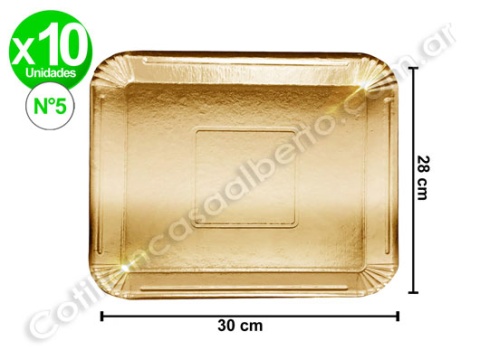 BANDEJA DORADA RECT 28X30 (COD52527)