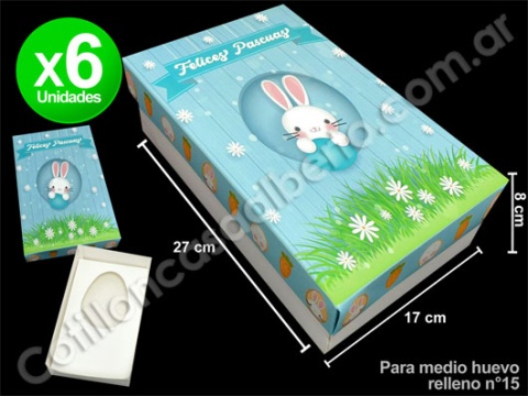 CAJA MEDIO HUEVO RELL Nº15 FELICES PASCUAS CONEJO