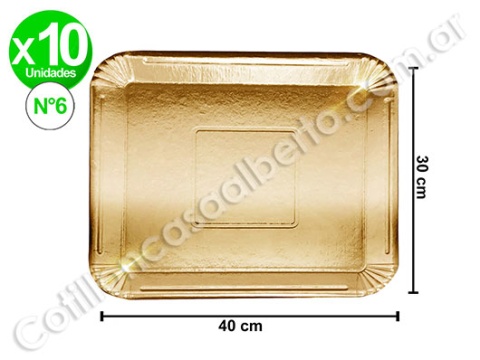 BANDEJA DORADA RECT 30X40