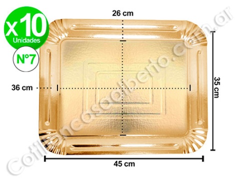 BANDEJA DORADA RECT 35X45