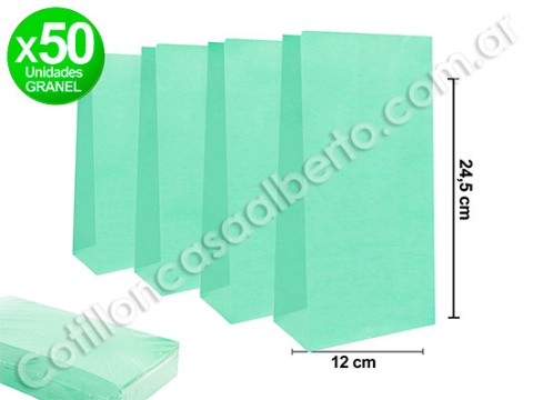 BOLSA C/FUELLE VERDE PASTEL X 10
