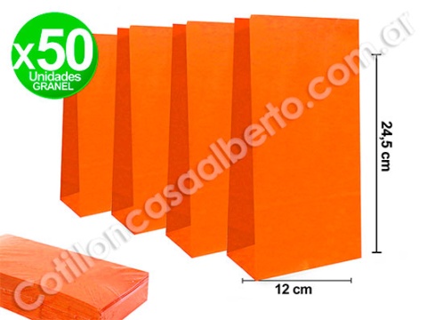 BOLSA C/FUELLE NARANJA X 10
