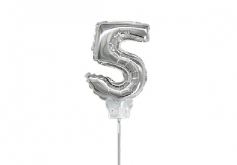 GLOBO 07 NUMERO 5 PLATA C/PALITO