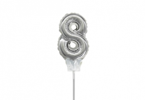 GLOBO 07 NUMERO 8 PLATA C/PALITO