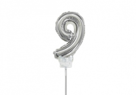 GLOBO 07 NUMERO 9 PLATA C/PALITO