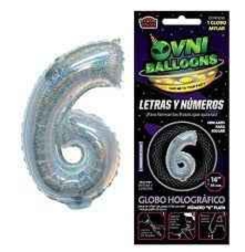 GLOBO 14 NUMERO HOLOGRAFICO PLATA 6