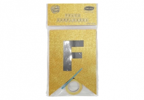 BANDERIN GLITTER F/CUMPLE DORADO PT