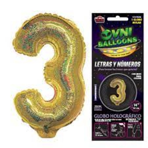 GLOBO 14 NUMERO HOLOGRAFICO DORADO 3