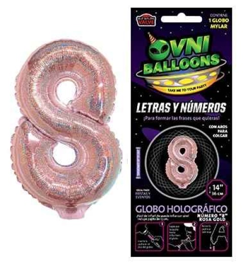 GLOBO 14 NUMERO HOLOGRAFICO ROSA GOLD 8