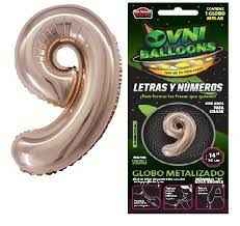 GLOBO 14 NUMERO ROSA GOLD 9