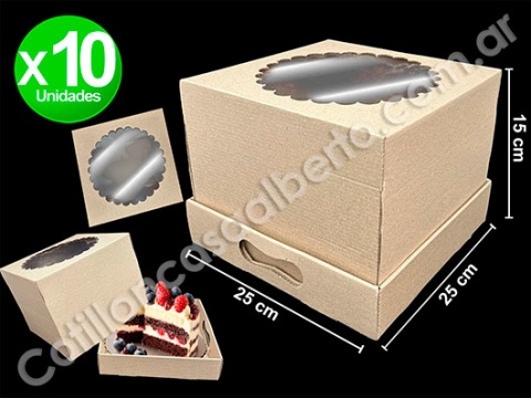 CAJA P/TORTA KRAFT C/VISOR 25X25X20 (BOX)
