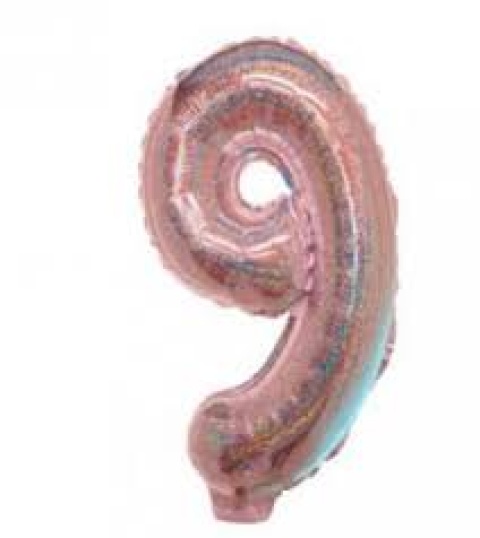 GLOBO 14 NUMERO HOLOGRAFICO ROSA GOLD 9