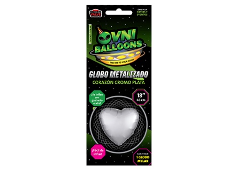 GLOBO 18 CORAZON CROMO PLATA