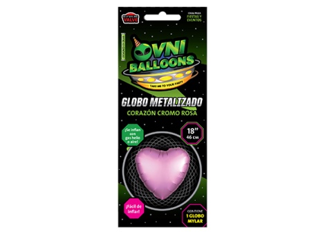 GLOBO 18 CORAZON CROMO ROSA