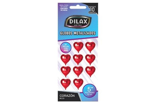 GLOBO 5 CORAZON ROJOS X 10