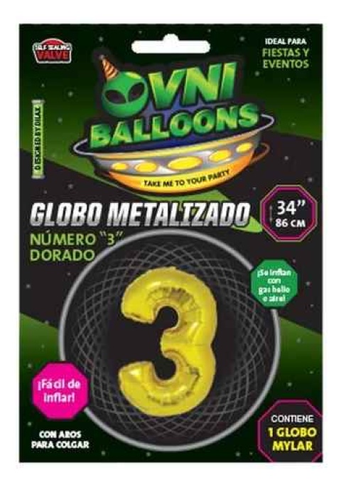 GLOBO 34 NUMERO DORADO 3