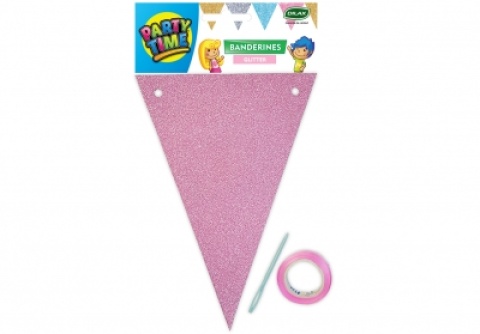 BANDERIN TRIANGULO GLITTER ROSA