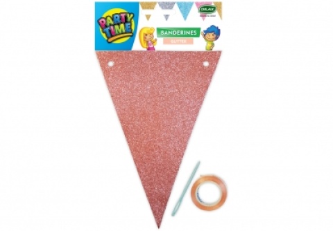 BANDERIN TRIANGULO GLITTER ROSA GOLD