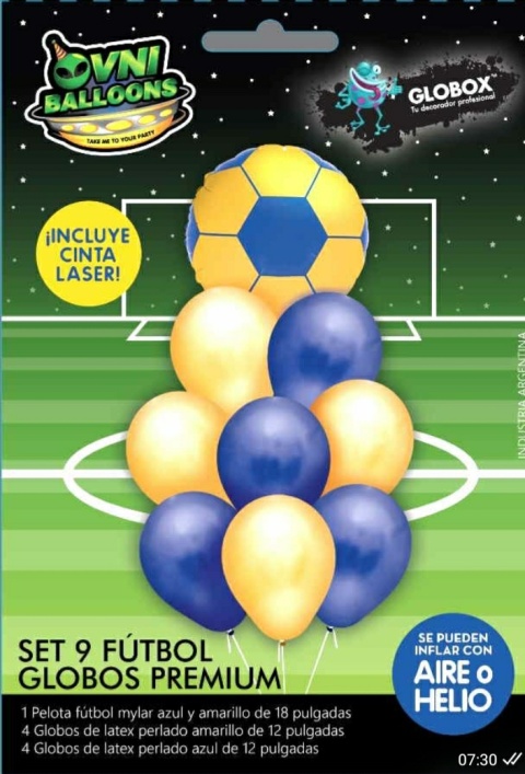SET GLOBOS 09 PREMIUM FUTBOL AZUL Y AMARILLO