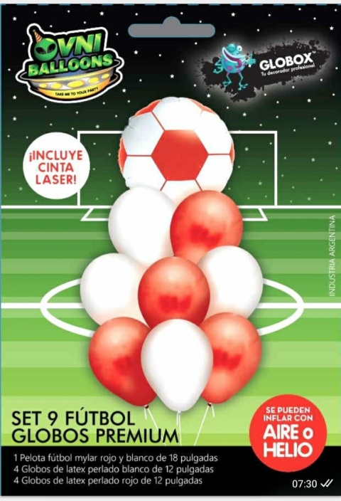 SET GLOBOS 09 PREMIUM FUTBOL ROJO Y BLACO