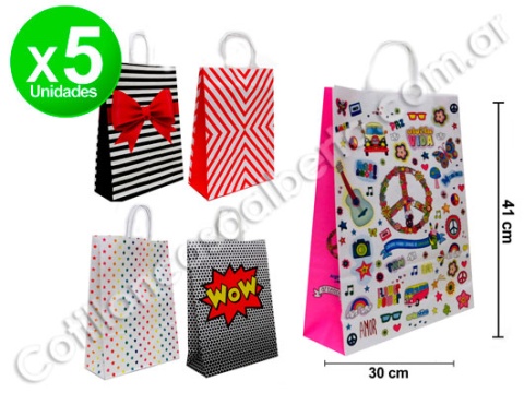 BOLSA PAPEL C/MANIJA 30X41 MOTIVOS SURTIDOS X UNI.