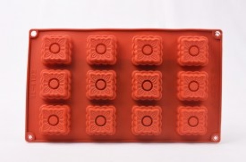 MOLDE ROJO SIL 12 CUADRADO C/BORDE