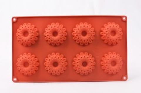 MOLDE ROJO SIL 8 FLOR RELIEVE
