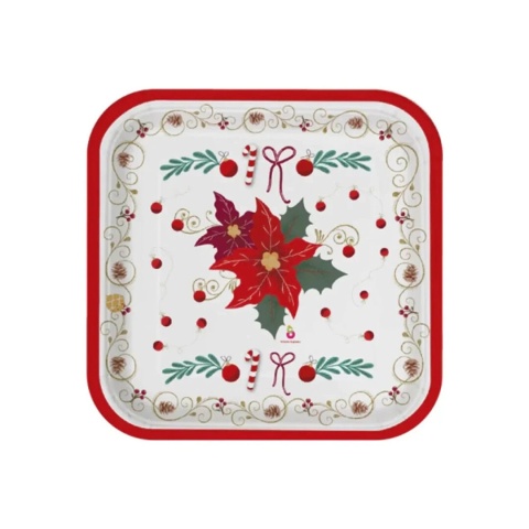 PLATO NAVIDAD CUADRADO GRANDE X 8