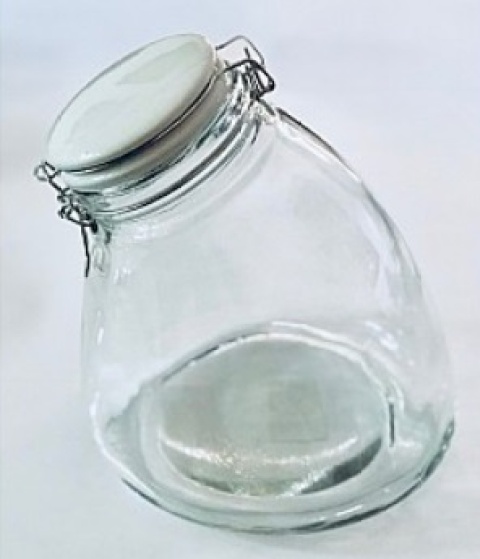FRASCO VIDRIO CON TAPA BLANCA/NEGRA 1200ML