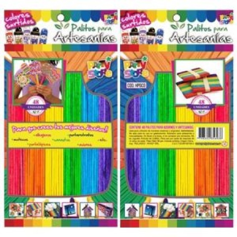 PALITO DE HELADO MULTICOLOR GRANDE X 48