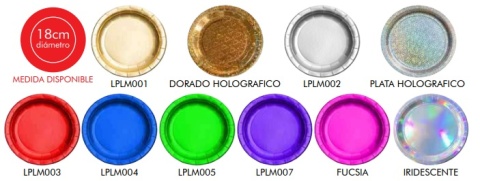 PLATO METALIZADO POLIPAPEL FUSCIA X 6
