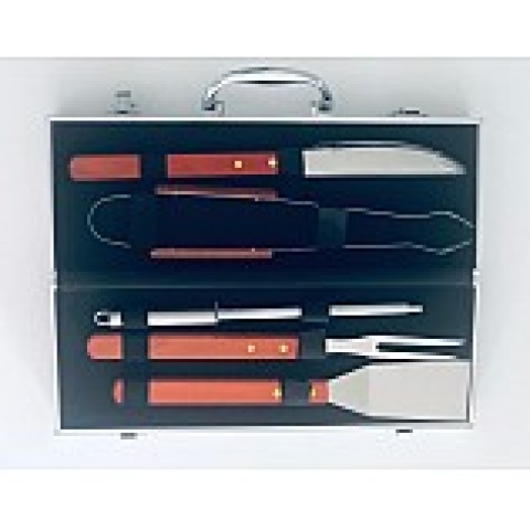 SET ASADOR 5 PIEZAS MADERA CON ESTUCHE METAL