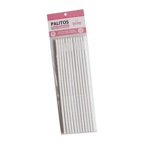 PALITOS P/CHUPETIN BLANCO 20CM X 12U