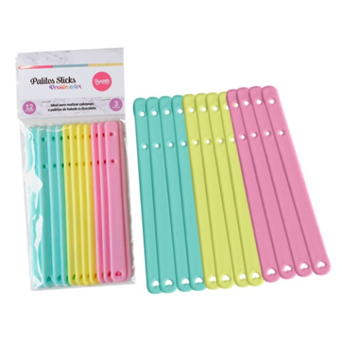 PALITOS STICK PASTELES X 12 (12.5CM)