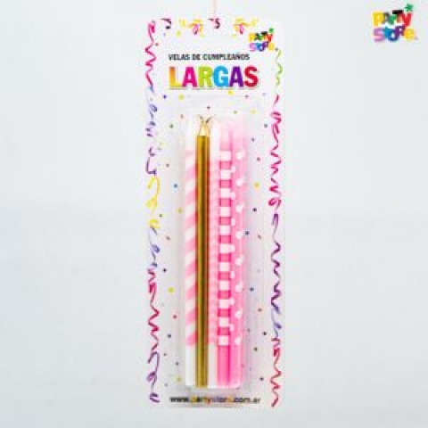 VELA LARGA IMPRESAS ROSAS DORADAS X 10