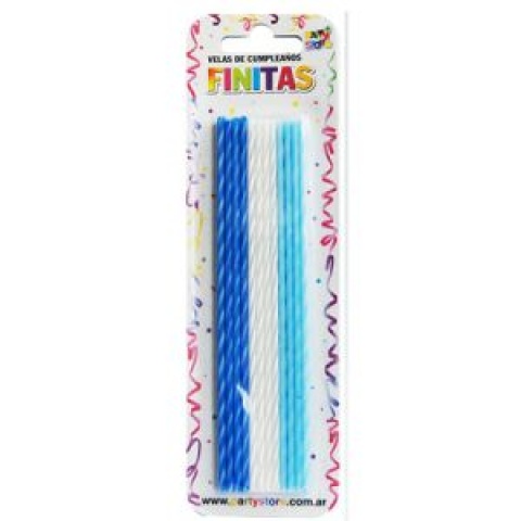 VELA FINITA 17CM TONOS AZULES X 24
