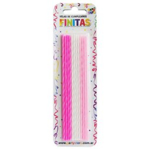 VELA FINITA 17CM TONOS ROSAS X 24